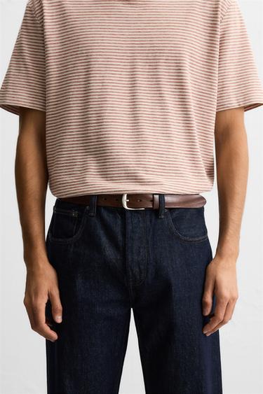 CINTURA IN PELLE EFFETTO STROPICCIATO - Marrone di Zara - Immagine 0