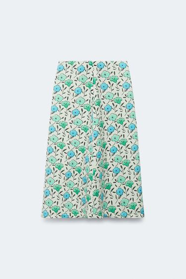 LIMITED EDITION FLORAL LINEN BLEND MIDI SKIRT - Printed by Zara - Image 5