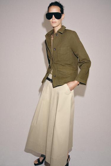 JUPE MIDI CAPE ZW COLLECTION - Beige de Zara