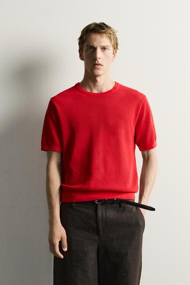 OPEN-KNIT T-SHIRT - Red by Zara