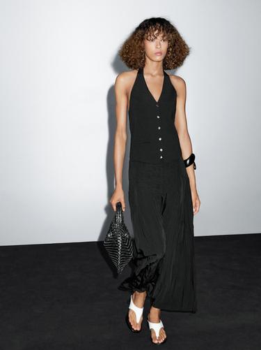 Zara Flowing midi skirt with box pleats - Black - Image 0