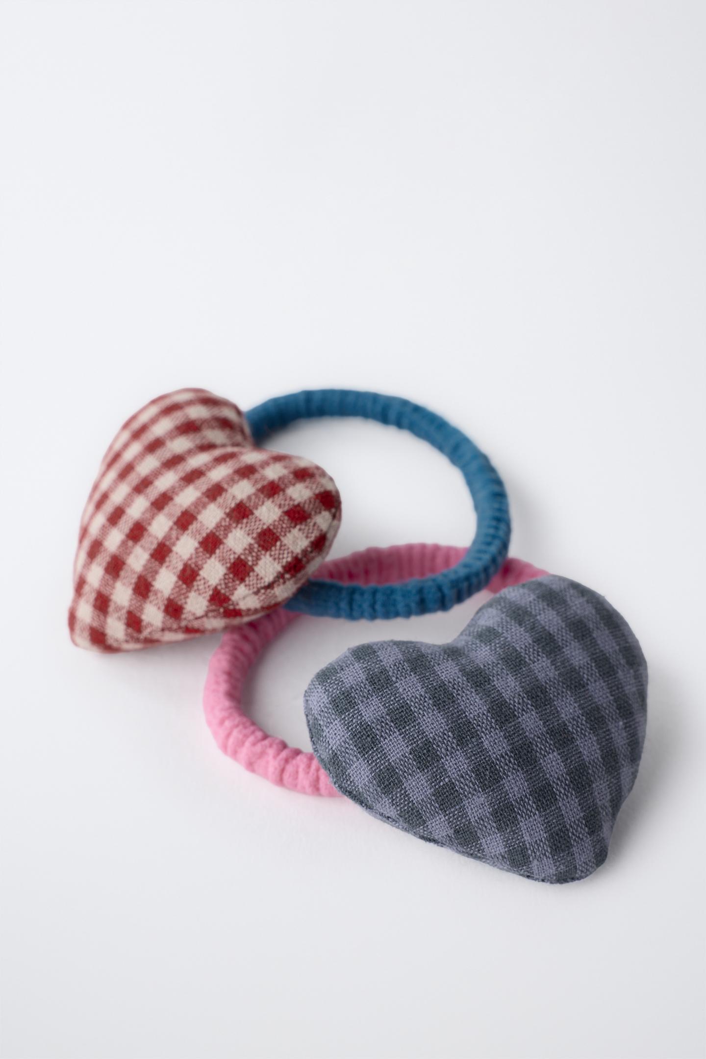 Детские аксессуары для волос Zara 2-PACK Gingham Heart Hair Ties, цвет: Разноцветный — фото 2