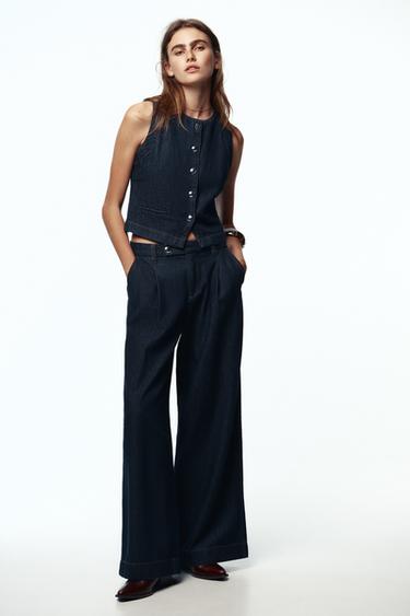 Zara Z1975 MID-RISE WIDE LEG JEANS - Blue