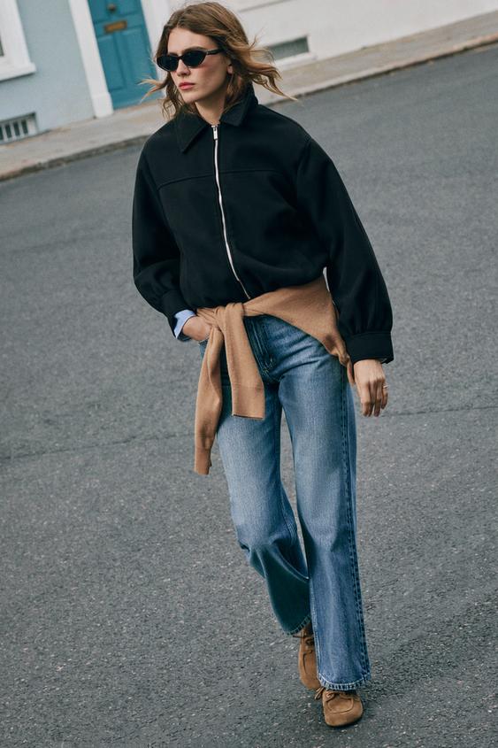 Zara SOFT ZIP JACKET - Black - Image 0