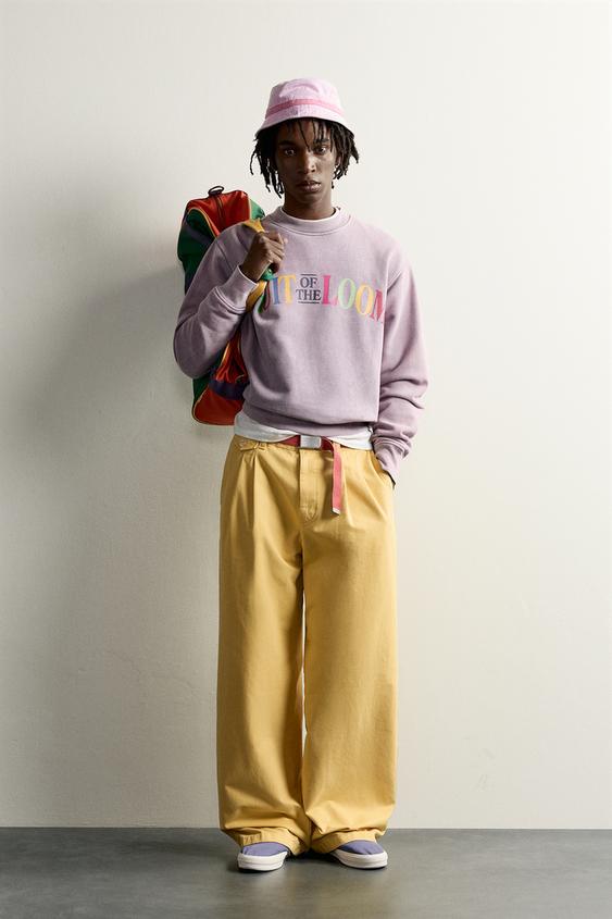 SUDADERA LAVADA TEXTO FRUIT OF THE LOOM™ - Lila de Zara - Imagen 0