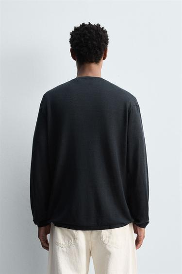 LIGHTWEIGHT 100% HEMP SWEATER - Navy blue by Zara - Image 2