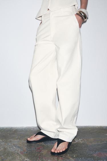 ZW COLLECTION COTTON TROUSERS - White by Zara - Image 3
