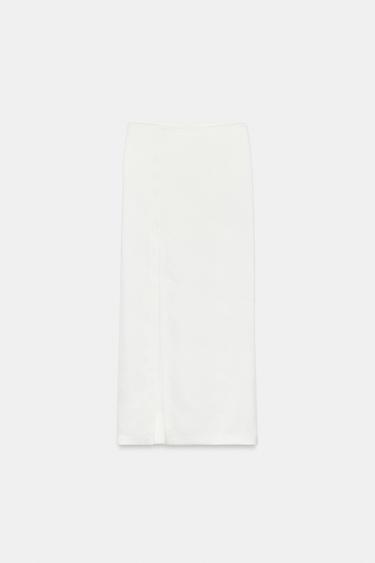 JUPE LONGUE SATINÉE À OUVERTURE - Écru de Zara - Image 0