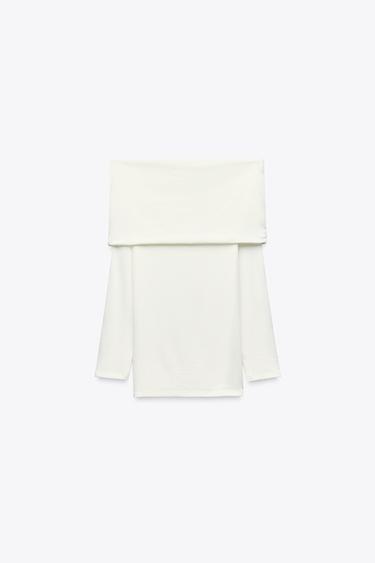 TOP SOFT DRAPÉ ÉPAULES DÉNUDÉES - Blanc cassé de Zara - Image 5