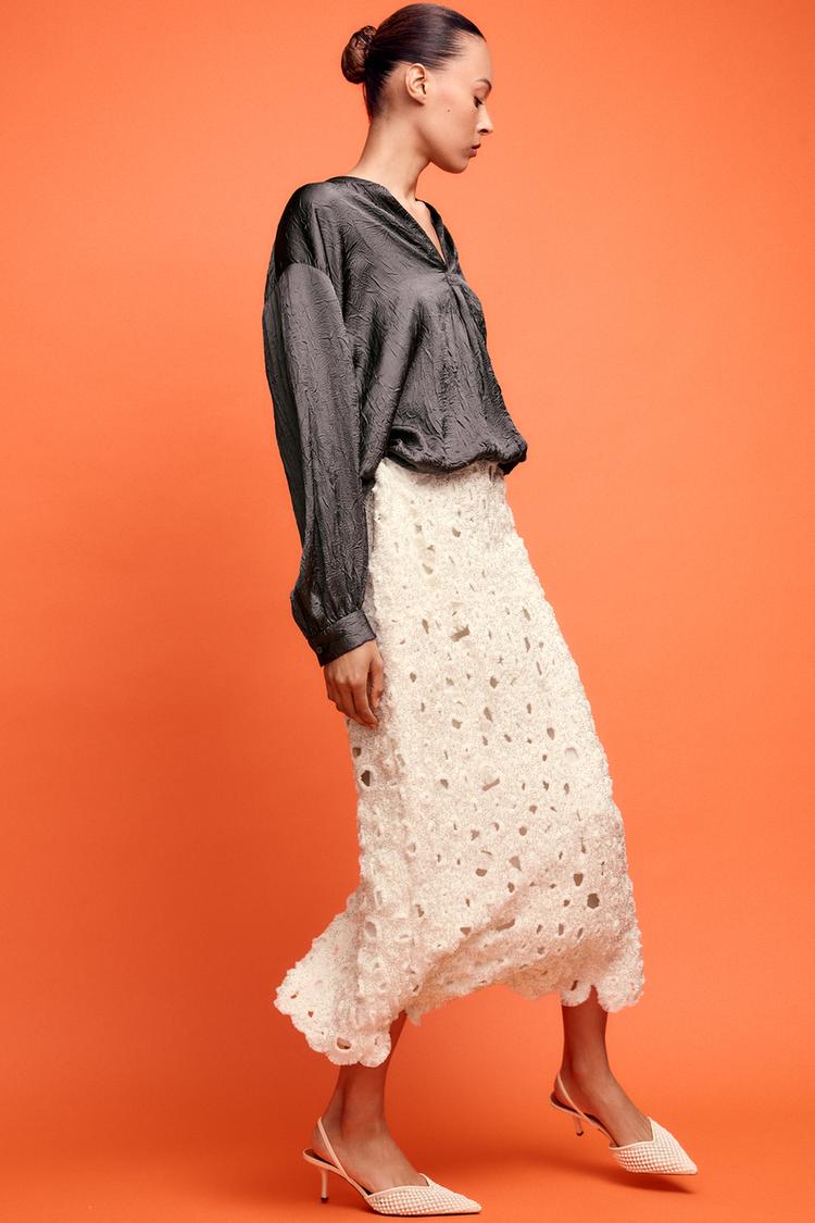 SLINGBACK SHOES WITH FAUX PEARLS White ZARA UAE Dubai