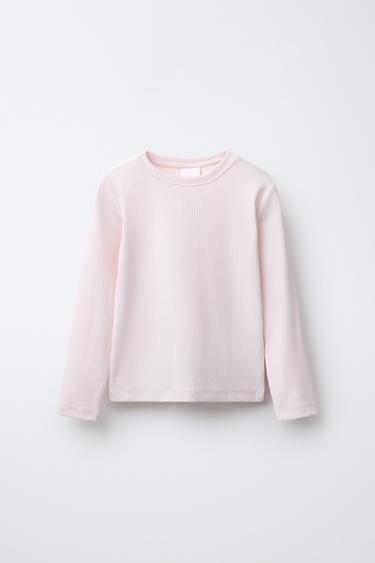 CAMISETA RIB LISA - Rosa de Zara - Imagen 0