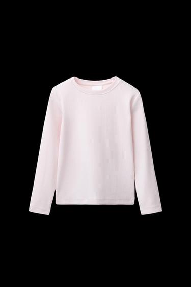 CAMISETA RIB LISA - Rosa de Zara - Imagen 0