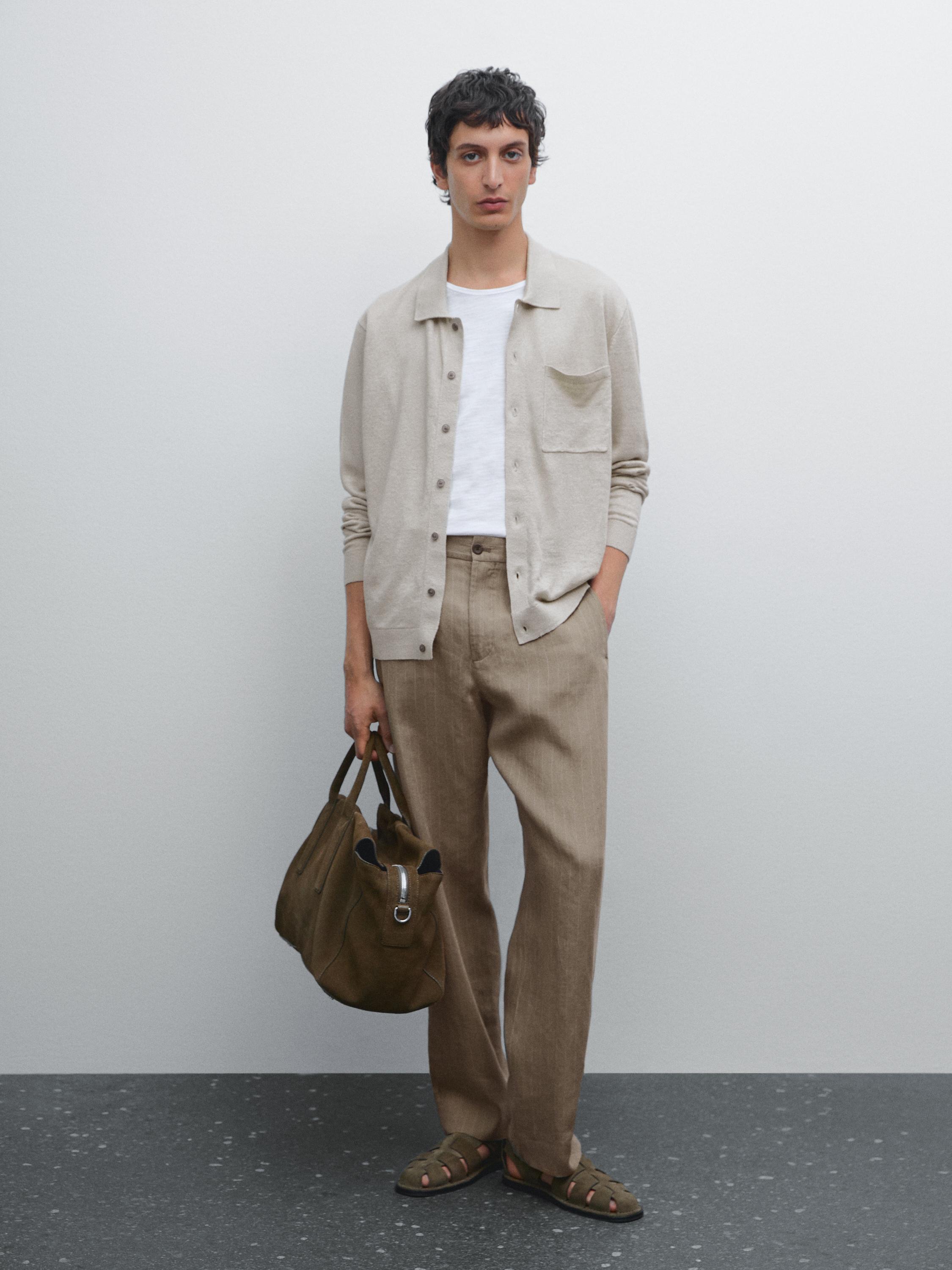 100% linen knit cardigan with pocket - Stone | ZARA United 100% linen knit cardigan with pocket - Stone | ZARA United