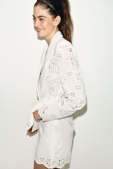 EMBROIDERED DIE-CUT BERMUDA SHORTS - White by Zara - Image 1