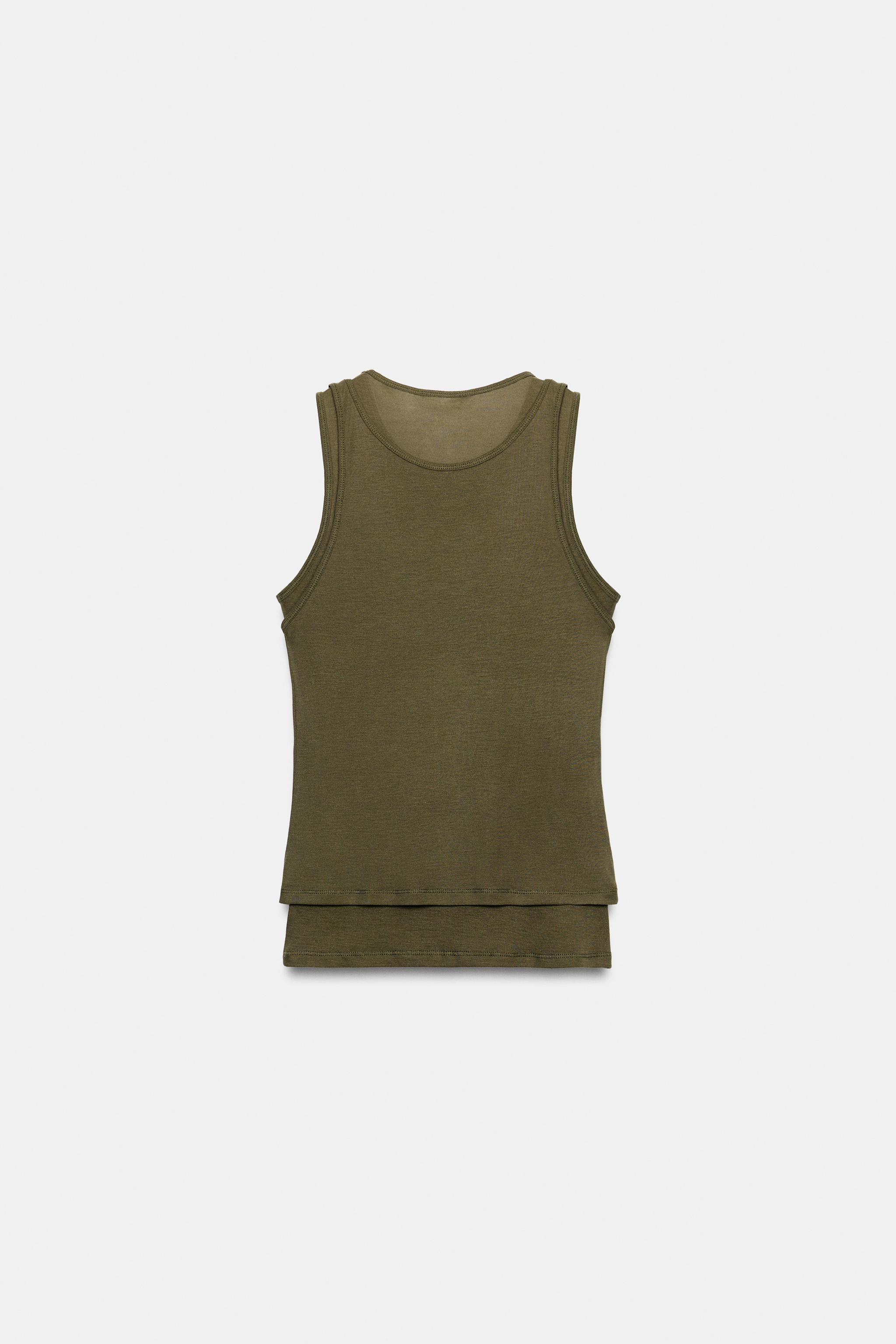 ÇİFT KOLSUZ EFEKTLİ T-SHIRT - Görsel 5