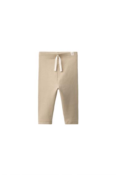 RIBBED LEGGINGS WITH LABEL - Sand by Zara