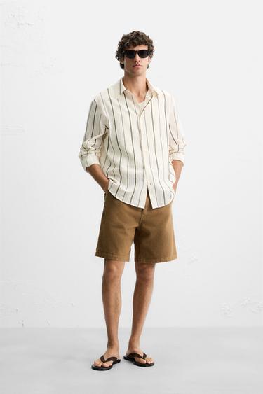 Zaras RANDIG JACQUARDSKJORTA - Naturfärg/beige
