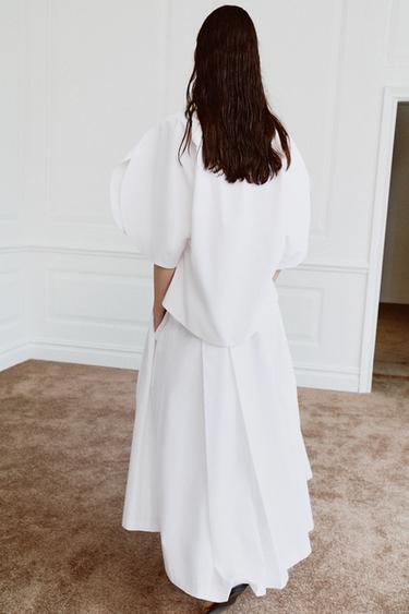 JUPE POPELINE ASYMÉTRIQUE ZW COLLECTION LIMITED EDITION - Blanc de Zara - Image 2
