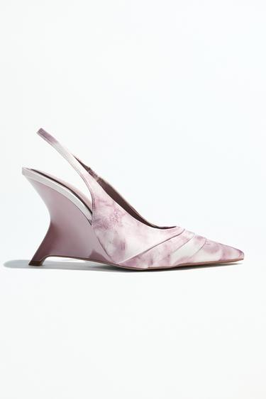 ASYMMETRIC HEEL PRINTED SHOES - Pink by Zara