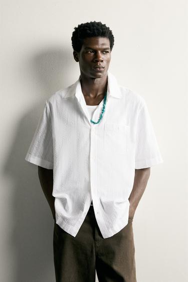STRIPED JACQUARD SHIRT - White by Zara
