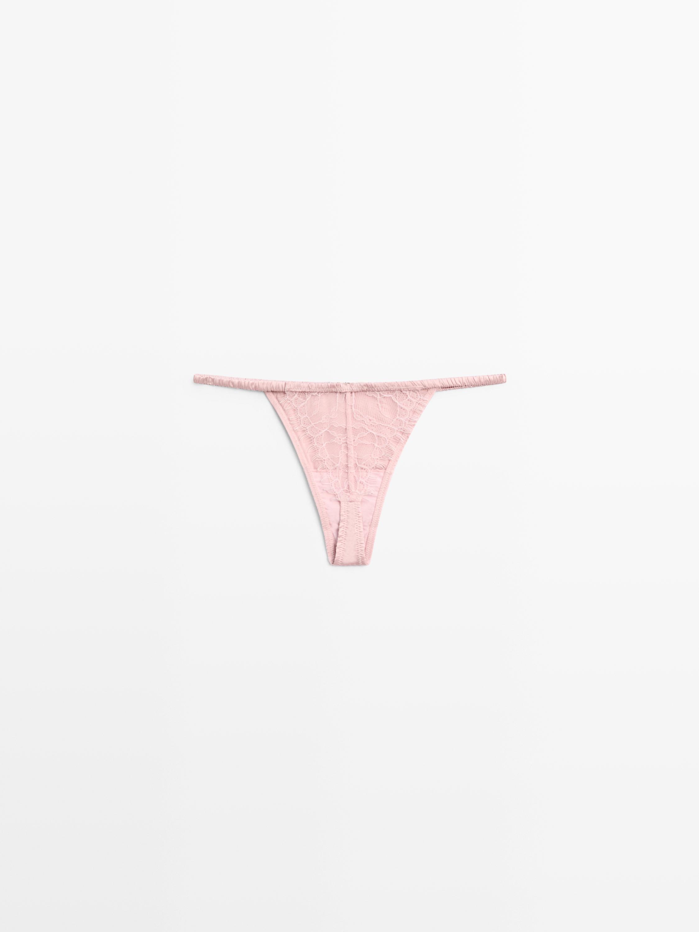 Silk thong with lace detail