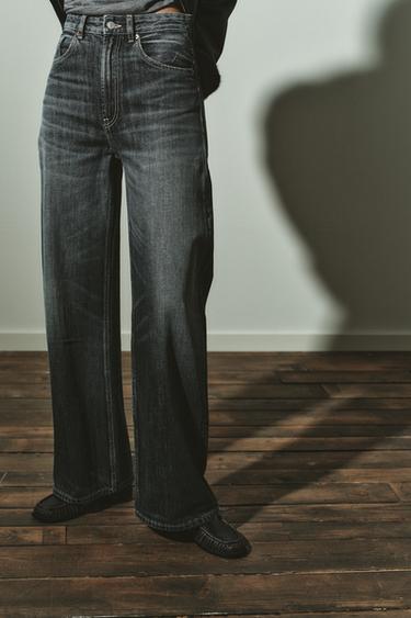 TRF EXTRA WIDE LEG HIGH-WAIST JEANS - Navy blue by Zara
