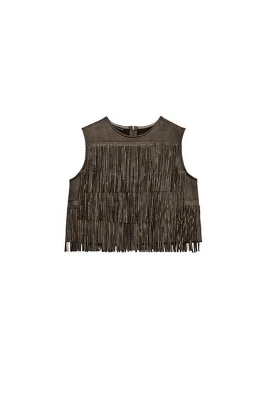 TOP FLECOS BRILLOS - Khaki de Zara