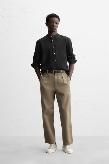 CAMISA LINO - ALGODÓN - Negro de Zara