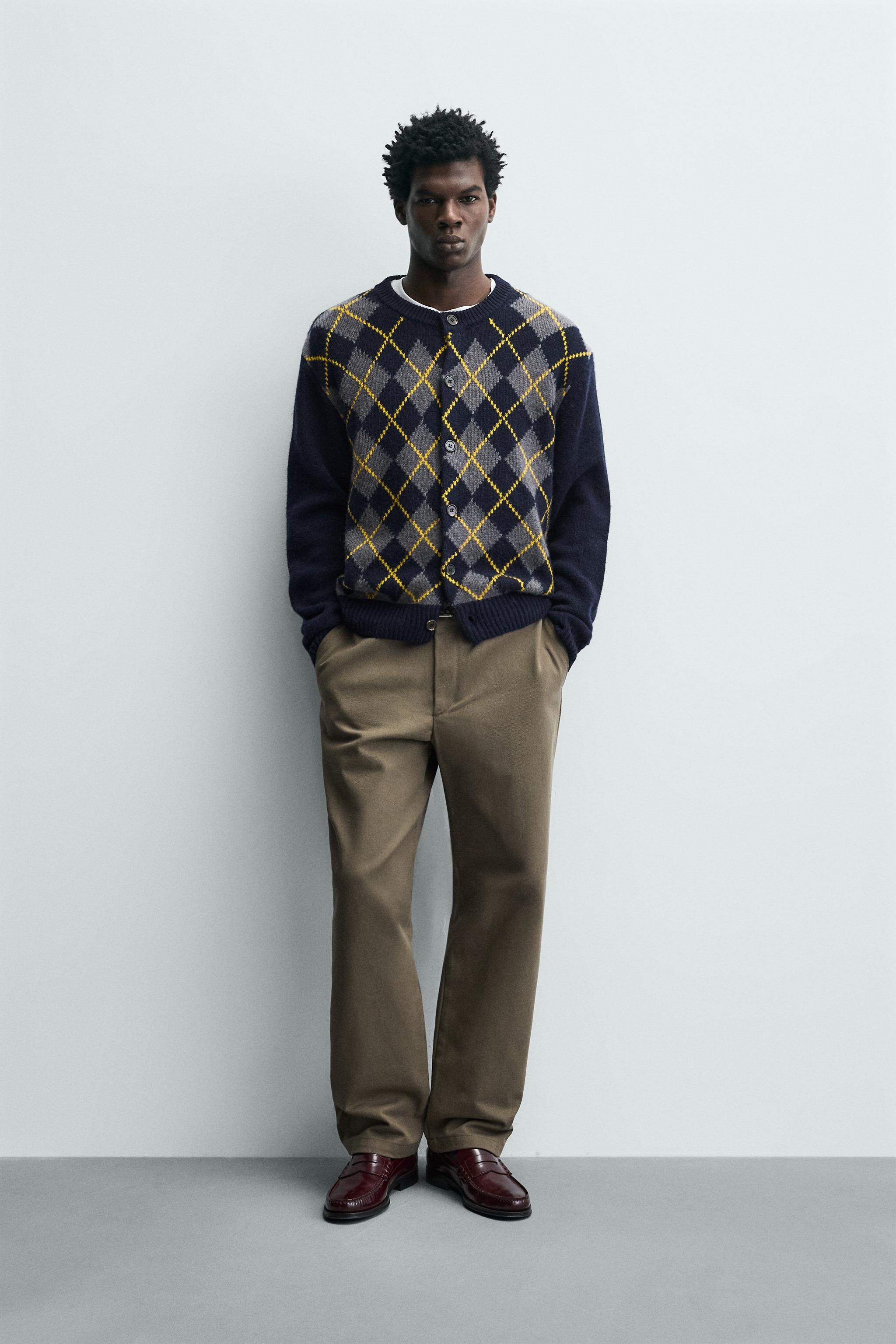 ストレートフィット テクスチャーパンツ - ネイビーブルー | ZARA