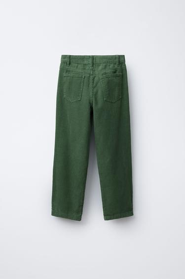 BENSIMON ® X ZARA STRAIGHT CORDUROY TROUSERS - Green by Zara