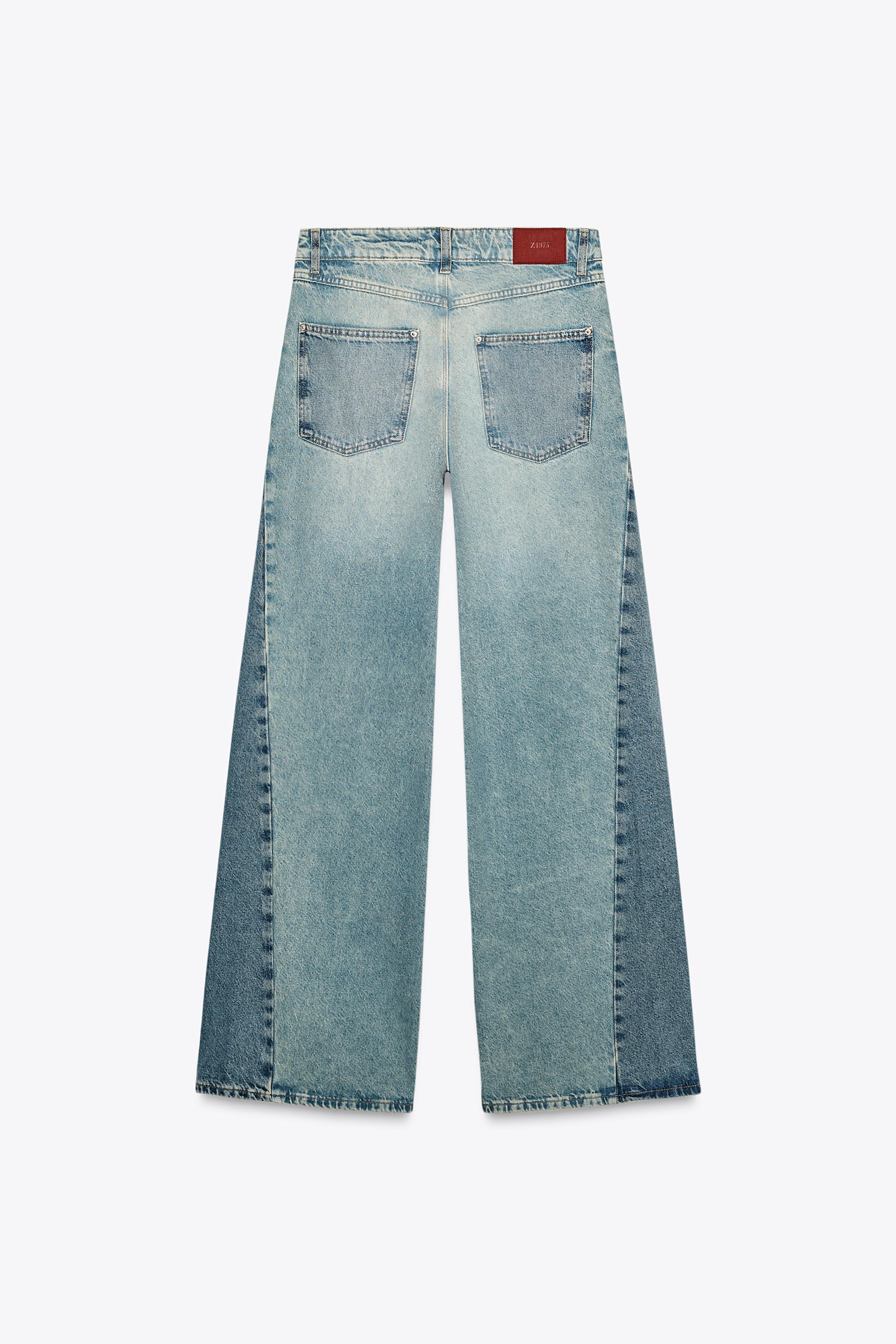 Z1975 ワイドレッグ ミッドライズ サイドシーム デニムパンツ