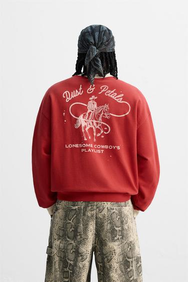 GRAPHIC PRINT SWEATSHIRT - Red by Zara - Image 2