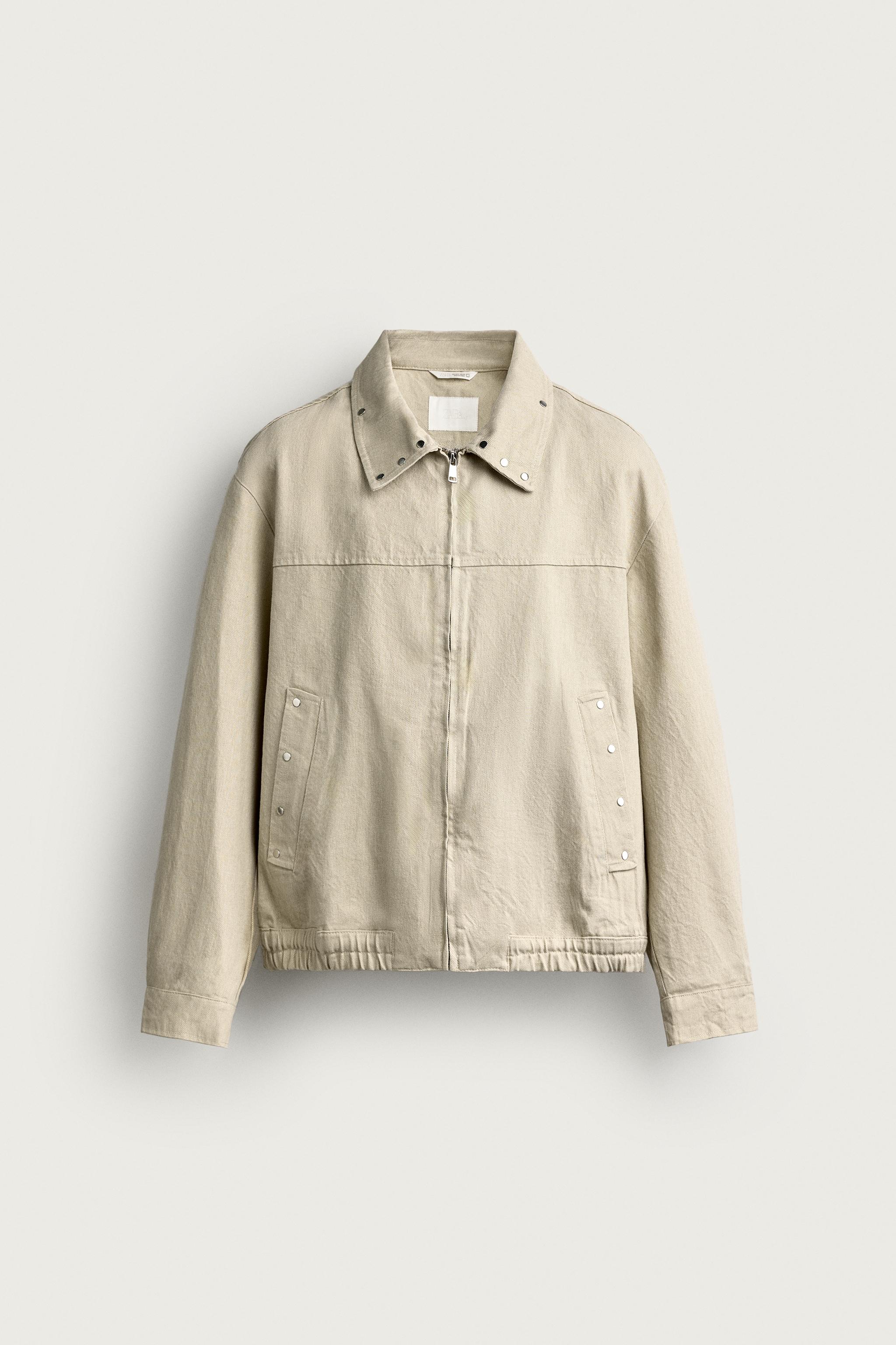 RELAXED FIT STUDDED JACKET — Vanilla