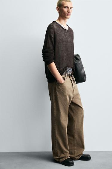 RELAXED FLARE FIT JEANS - Brown by Zara - Image 5