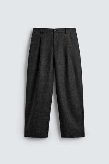 100% WOOL PLEATED TROUSERS LIMITED EDITION - Anthracite grey by Zara