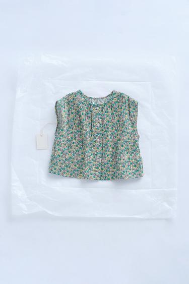 ZARA TIMELESS - BLUSA ESTAMPADA FLORES - Verde / Azul de Zara - Imagen 0