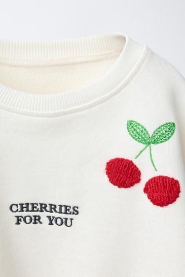 SWEAT À CERISES BRODÉES - Écru de Zara - Image 2