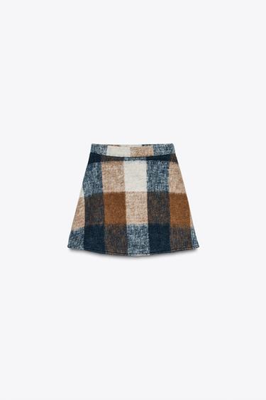 SOFT CHECK MINI SKIRT - Blues by Zara - Image 0