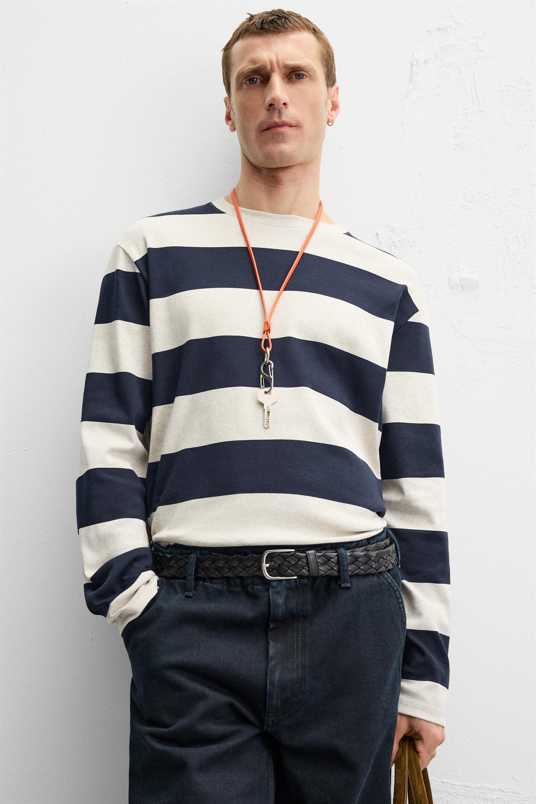 【関税・送料込】Layered striped t-shirts - 1123 at - Oversize Horizontal Stripe Layered Long Sleeve T-Shirt