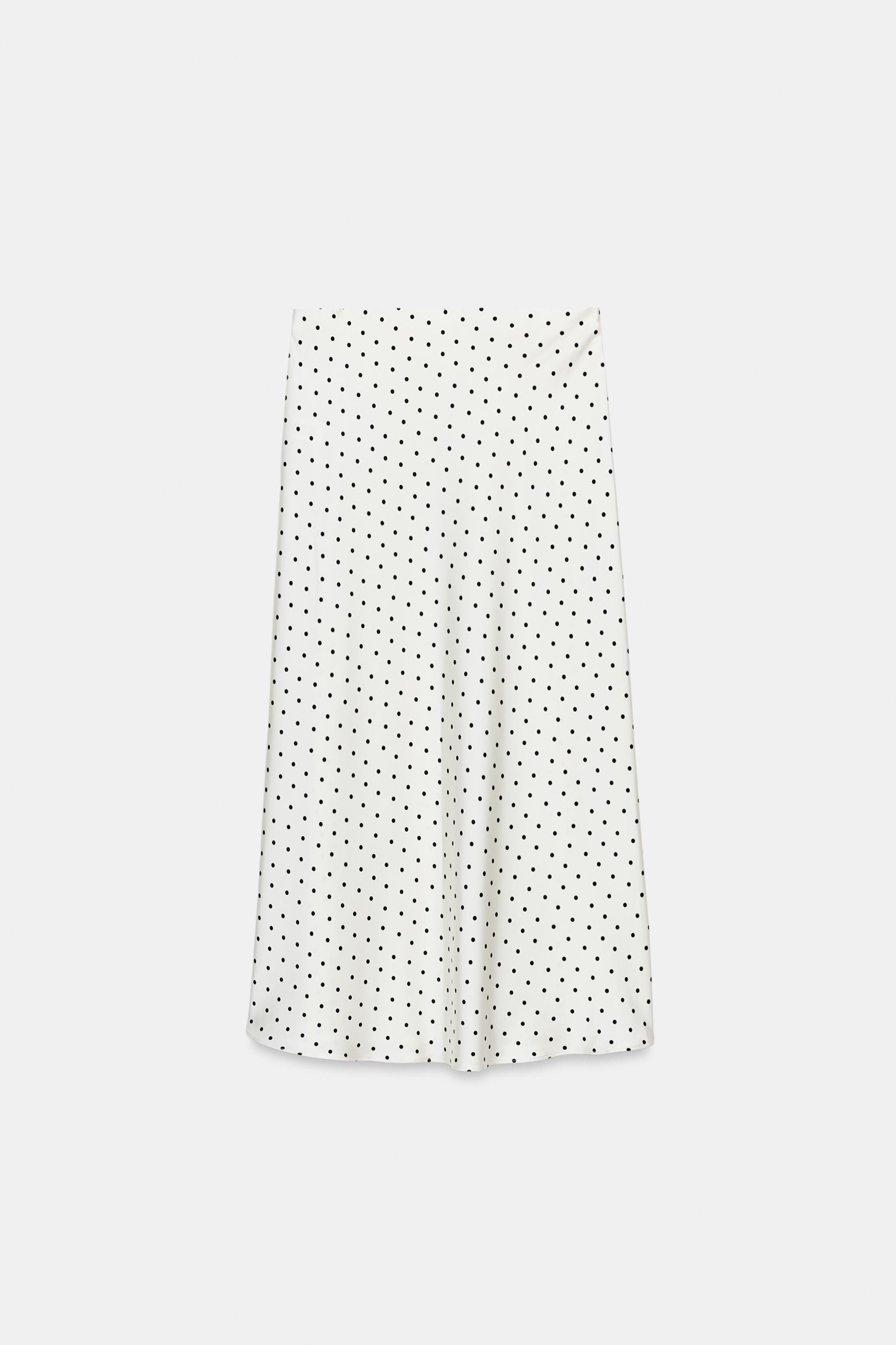 サテンドットミディ丈スカート - エクリュ/ブラック | ZARA Japan / 日本