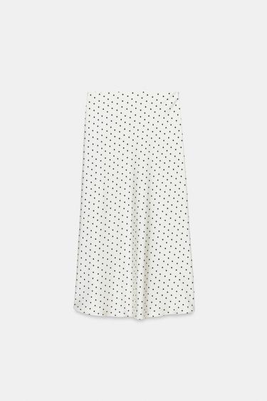 JUPE MI-LONGUE SATINÉE À POIS - Écru / Noir de Zara - Image 6