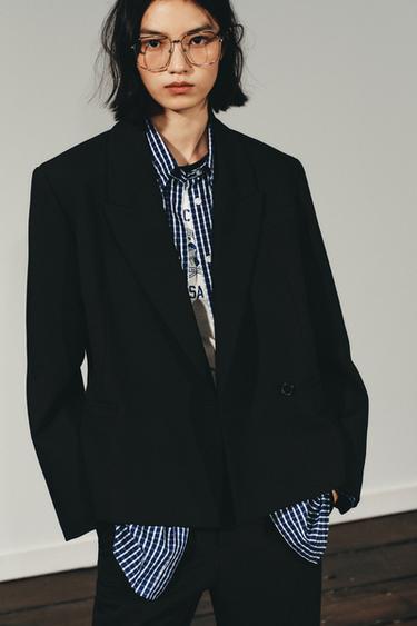CHEMISE EN POPELINE À CARREAUX - Bleu / Blanc de Zara