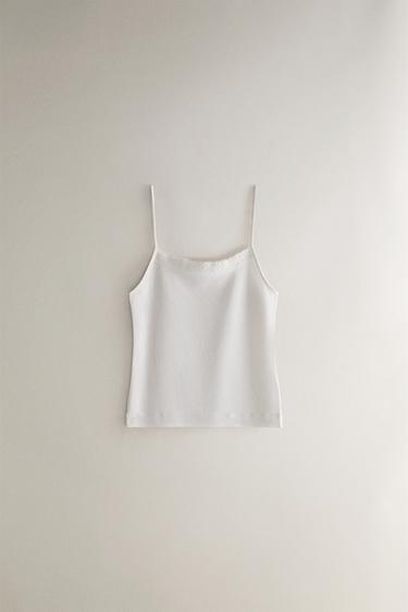 TOP JERSEY DI COTONE - Bianco di Zara - Immagine 0