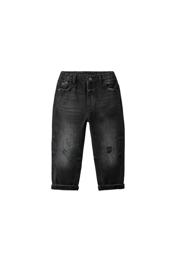 Zara RIPPED LOW STRAIGHT JEANS - Dark gray - Image 0