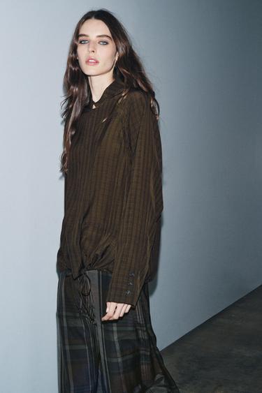 CHEMISE À CARREAUX ZW COLLECTION - Vert de Zara - Image 3