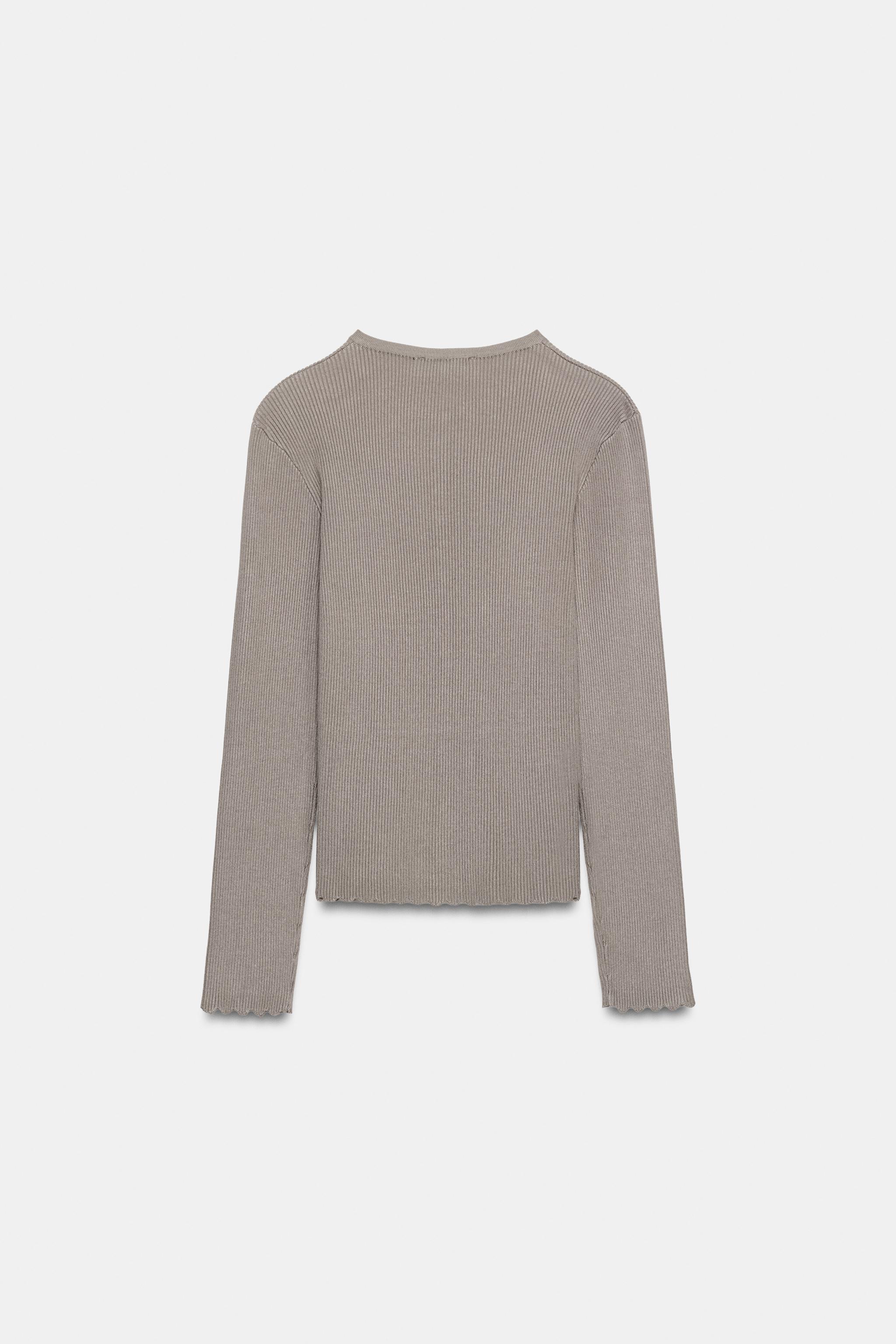 Zara ÇİZGİLİ FİTİLLİ ÖRGÜ HIRKA görsel 7
