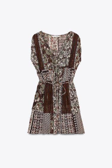 BEADED PRINTED METALLIC THREAD DRESS - Multicoloured by Zara - Image 6