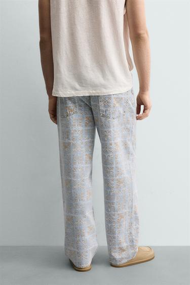 GEOMETRIC PRINT RELAXED FIT JEANS - Light blue by Zara - Image 2