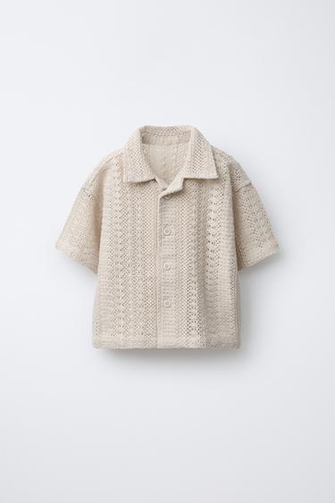 CROCHET KNIT SHIRT - Ecru by Zara