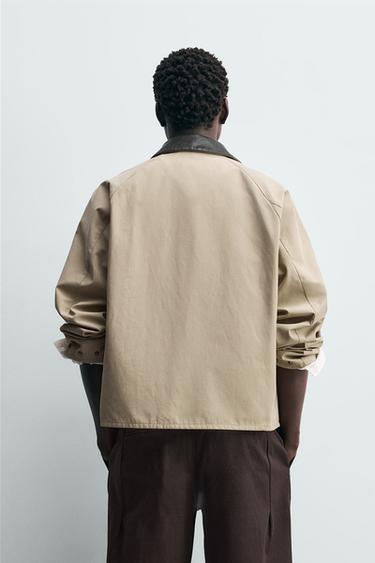 CONTRAST COLLAR OVERSHIRT - Dark camel by Zara - Image 2